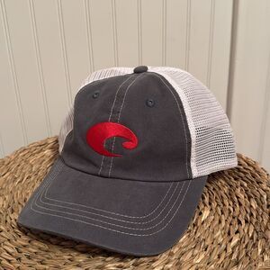 Costa Gray and White Mesh Cap with Red Logo - NWOT